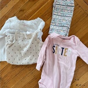 Little Sister Pink Onesie and Baby Clothes Set